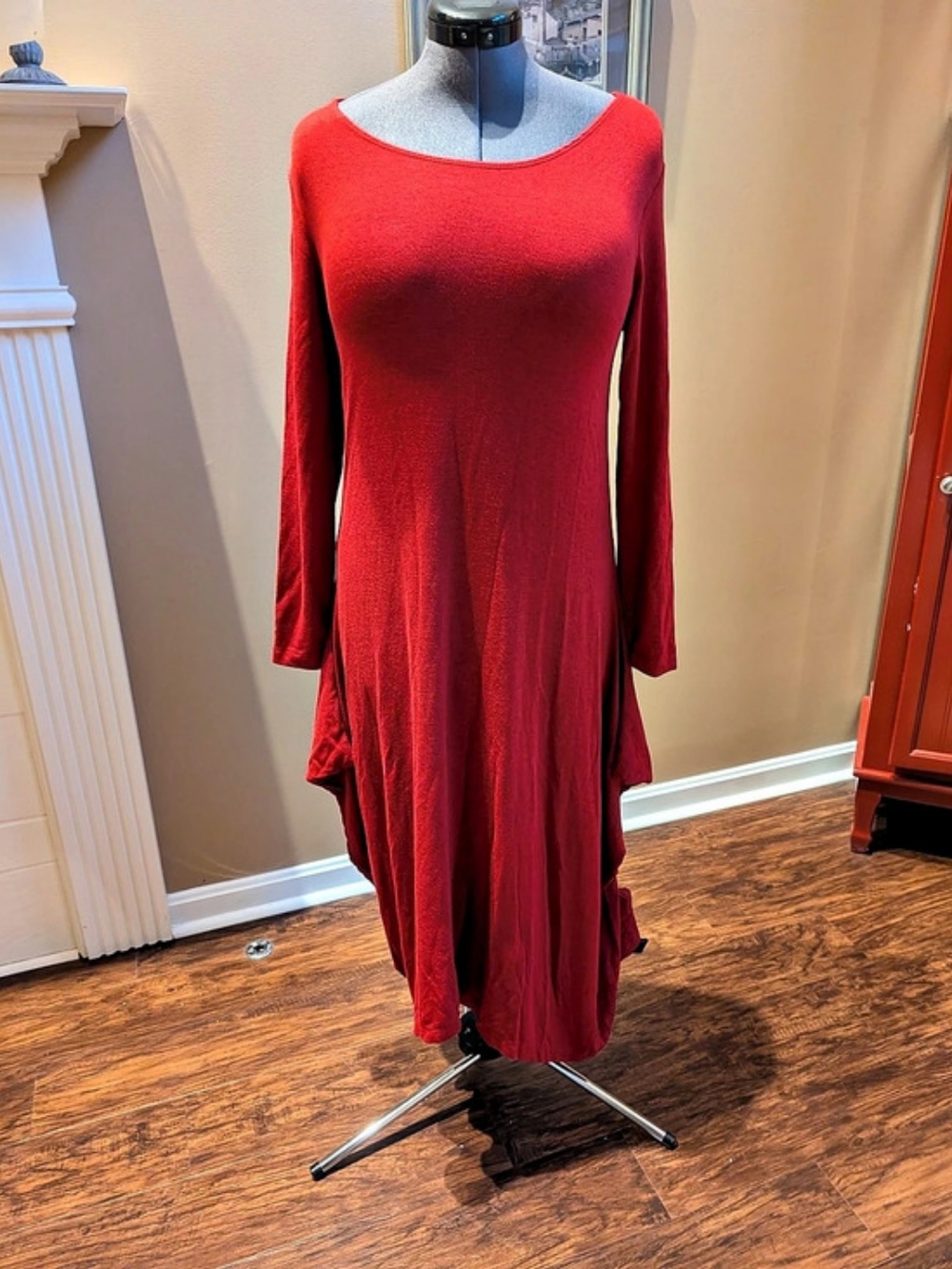 bryn walker Long Sleeve Maxi Dress in Red Size Small Like New